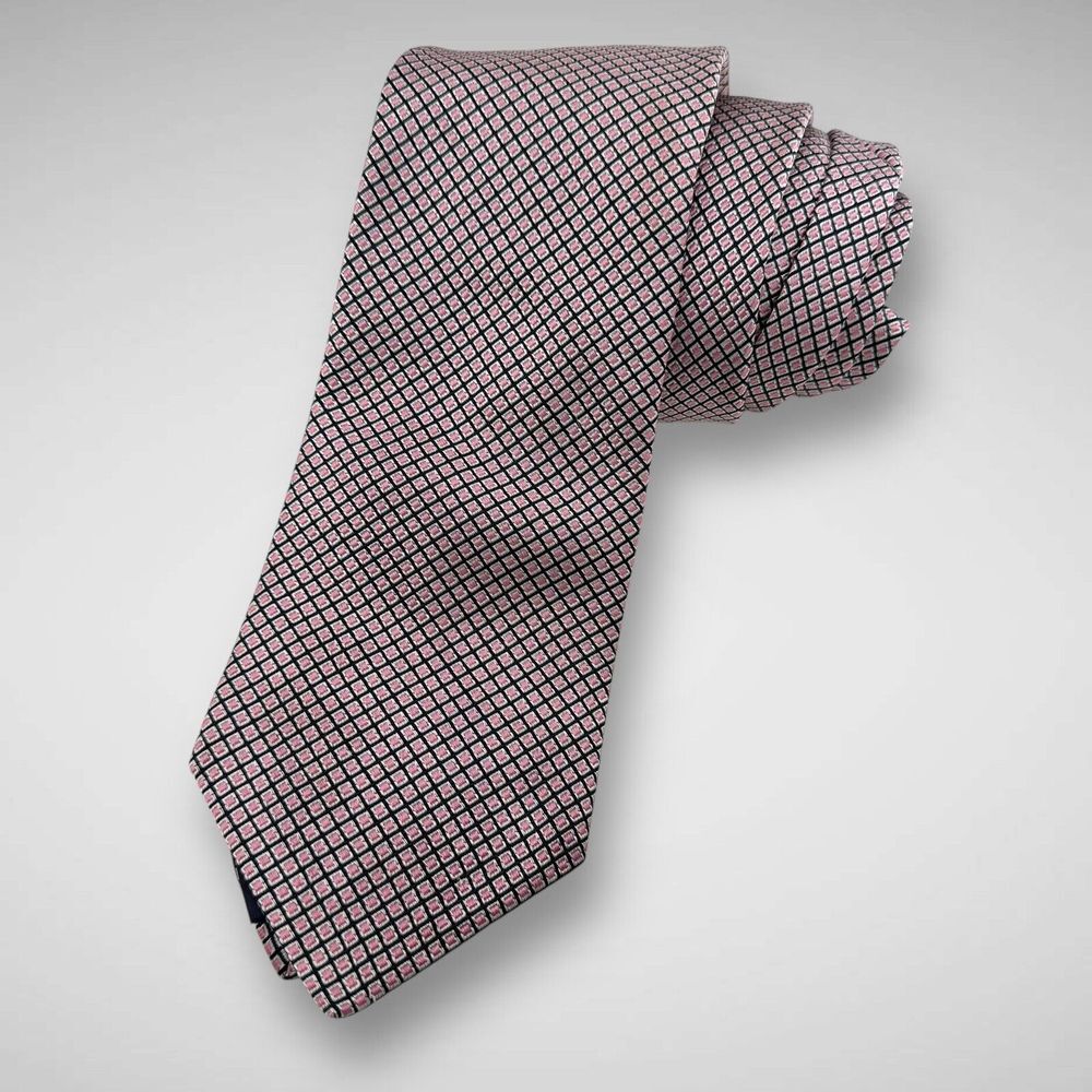 Brooks Brothers Makers Mens Navy Blue Pink Silk Neck Tie‎ Made In USA